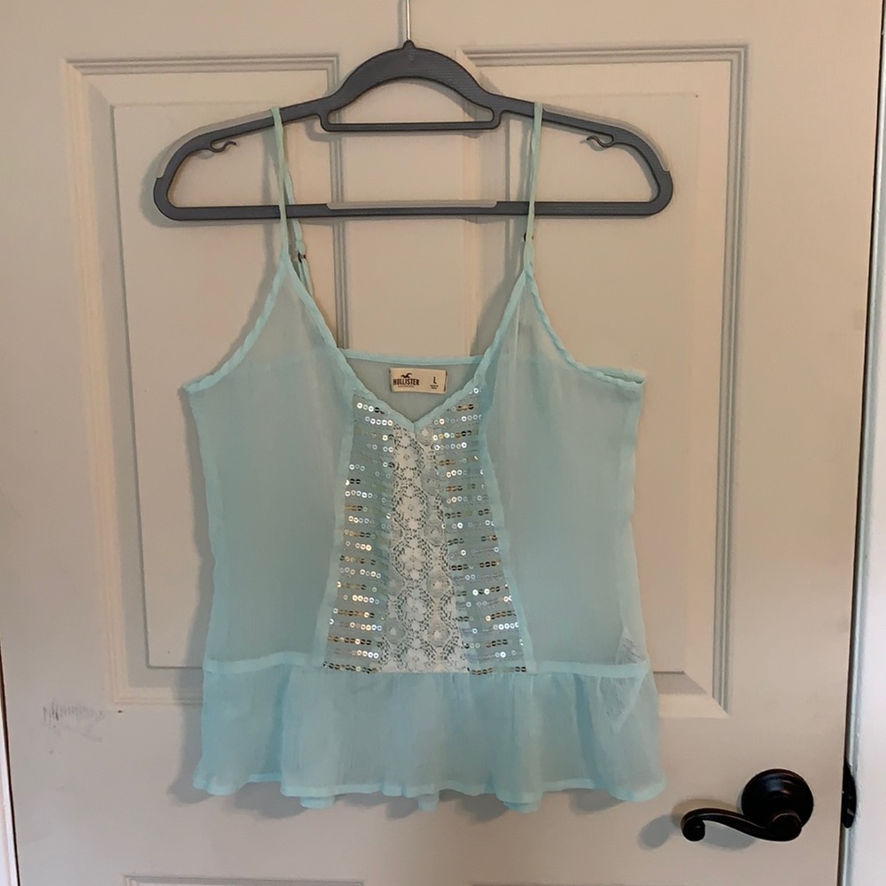 Hollister shear blue tank top. Size large.